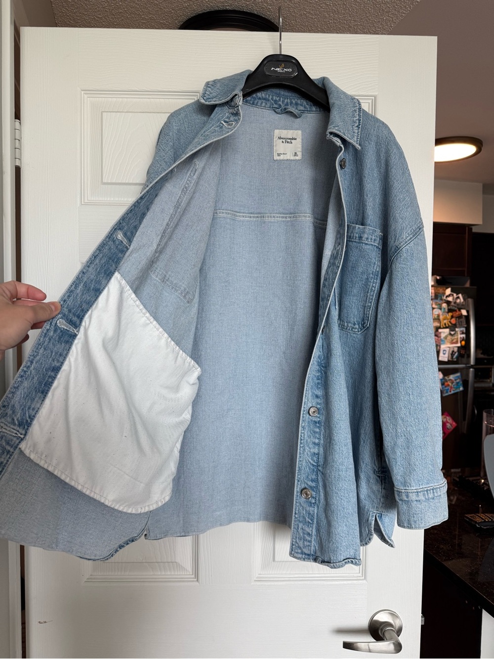 Abercrombie & Fitch Light Blue Oversized Denim Shirt Jacket - Picture 4 of 12
